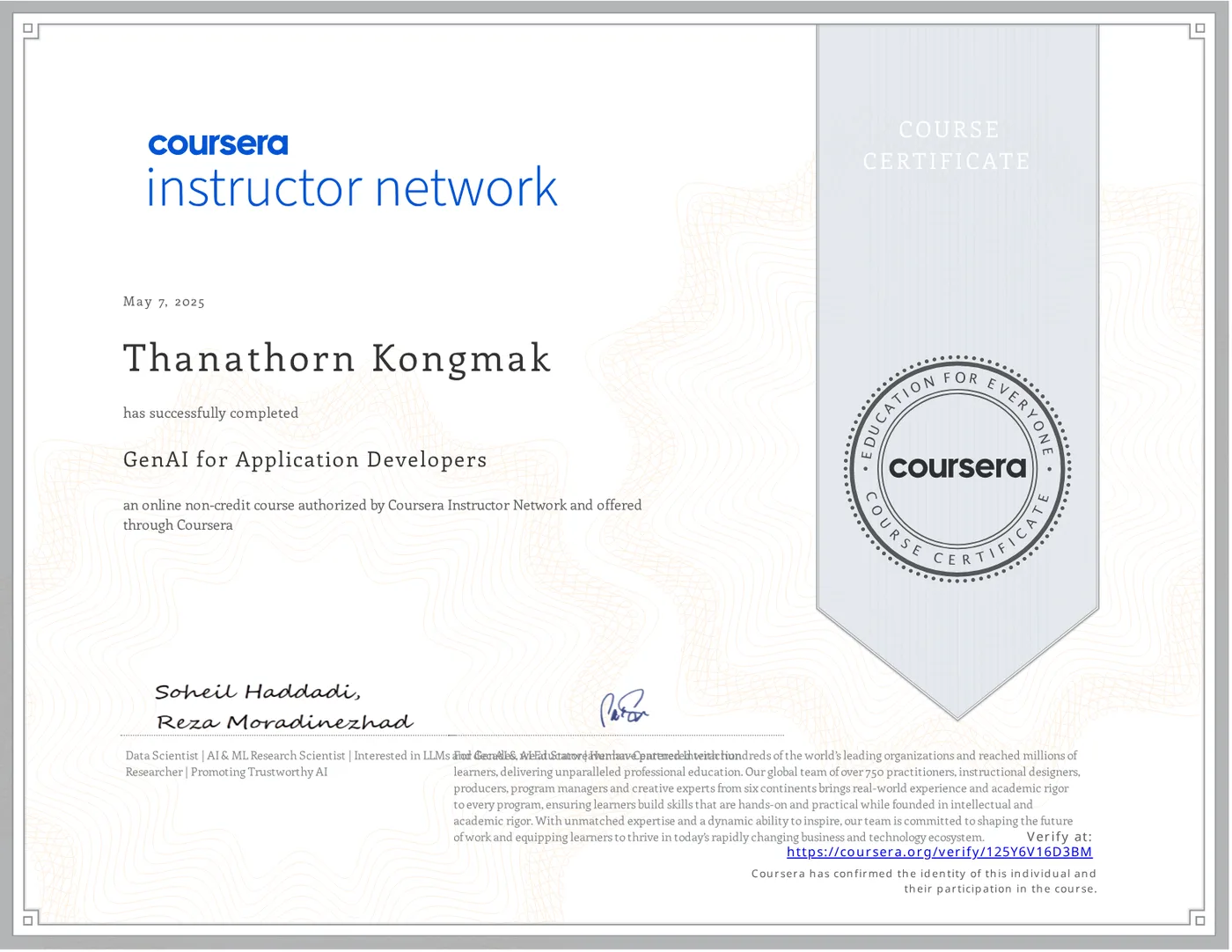 GenAI for Application Developers — Coursera